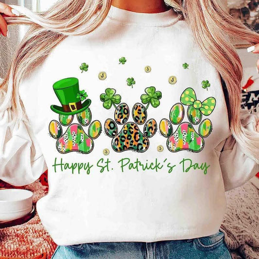 St pattys dog paw tshirt